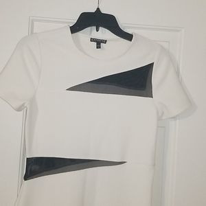 Express bodycon dress white with black mesh sz 6